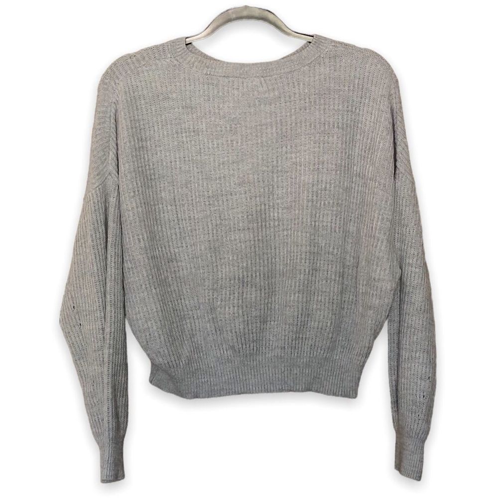 GARAGE size large grey knit crop sweater long sleeve crew neck 156